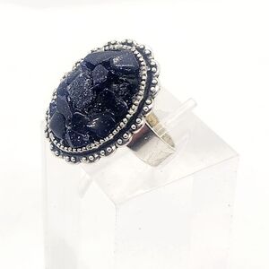 Elegant Silver and Goldstone  Blue Stone Ring